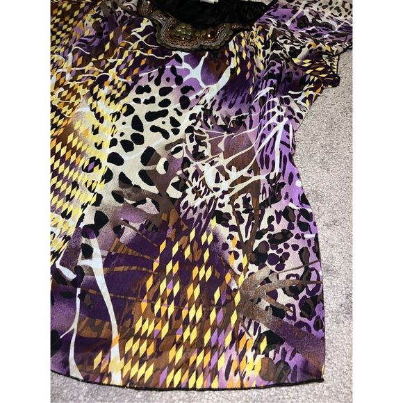Y2K babydoll Animal Print abstract shirt.Sz LARGE - Picture 4 of 8